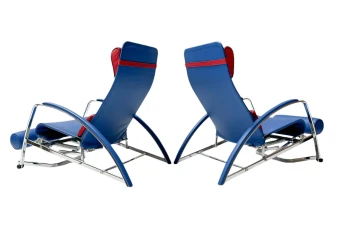 Pair of Grand Repos Lounge Chairs with Stools by Jean Prouvé Tecta , 1980s
